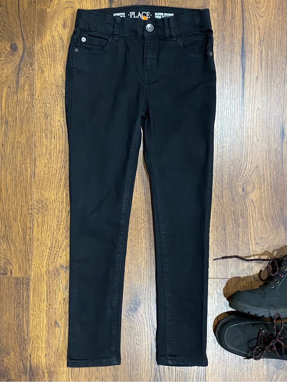 The Children's Place Boys Black Super Skinny  Stretch Jeans Size 7